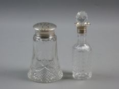 TWO HALLMARKED SILVER AND CUT GLASS ITEMS including a scent/oil bottle with stopper, London 1866 and