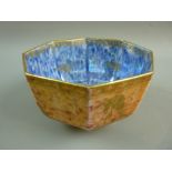 A WEDGWOOD LUSTRE BOWL BY DAISY MAKEIG-JONES, octagonal orange lustre, gilt decorated with Chinese