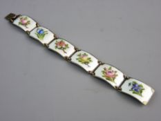 A SILVER AND ENAMEL BANGLE of six oblong floral enamel tablets