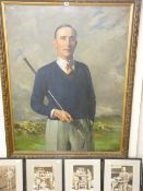 ENGLISH AMATEUR GOLF - oil on canvas, an impressive three quarter portrait of English Men's