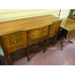 A REPRODUCTION MAHOGANY BEVAN & FUNNELL SIDEBOARD, George IV in style with slightly curved end