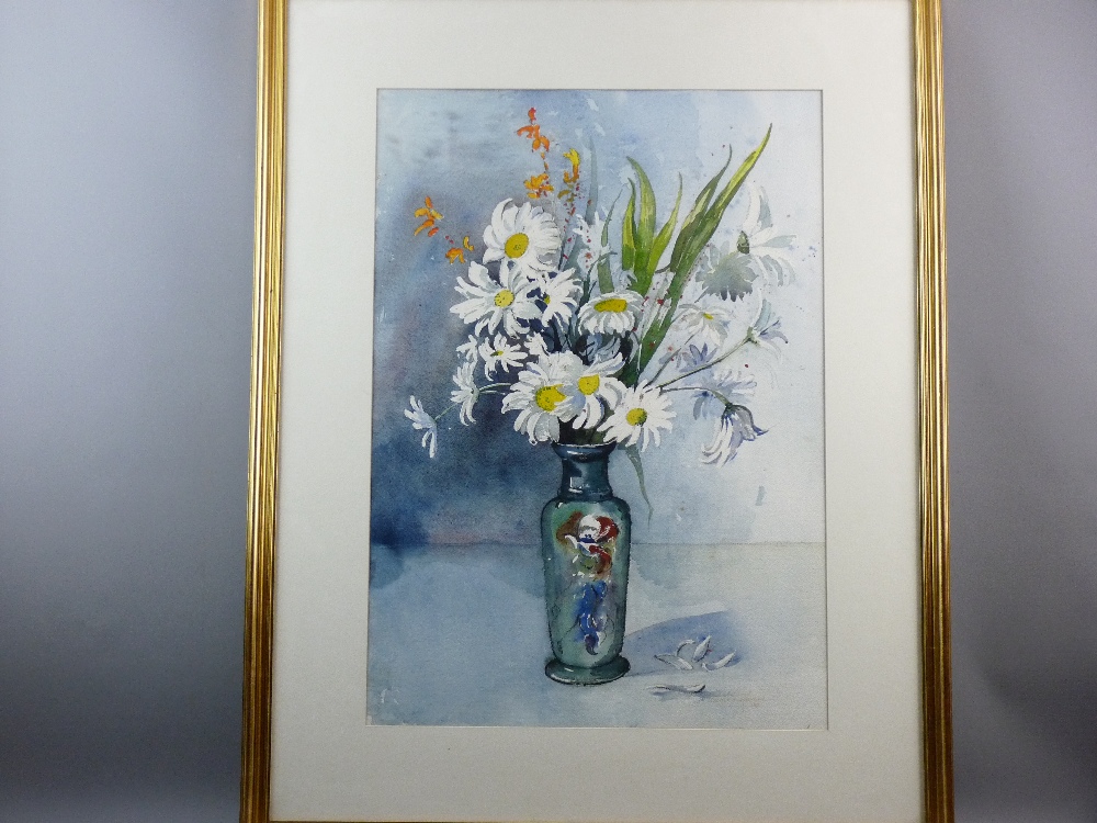 MAURICE A GREENWOOD RCA watercolour - still life, flowers in a vase, signed and dated 1983, 68 x