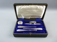 FIVE SILVER TOPPED/HANDLED MANICURE PIECES from a cased set (incomplete), Chester 1924