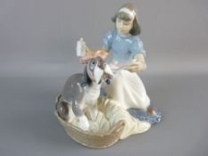 A LLADRO FIGURAL GROUP 'Take your Medicine', no. 5921 to the base, 19 cms high, 19.5 cms wide