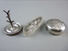 THREE CHESTER HALLMARKED DRESSING TABLE ITEMS to include a circular lidded box with rose