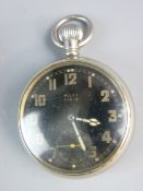 A ROLEX GENERAL FORCES POCKET WATCH, open faced black dial with Arabic numerals and subsidiary