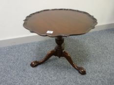 A QUALITY REPRODUCTION PIECRUST TOP SIDE TABLE on an urn shaped column and swept leg base with