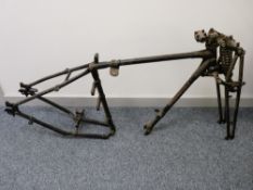 A BSA MOTORBIKE FRAME, possibly a 1939 BSA B26 350cc or BSA M23 Empire Star, 68 x 134 cms