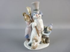 A LLADRO FIGURAL GROUP 'The Snowman', no. 5713 to the base, 21 cms high