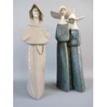 A LLADRO FIGURAL GROUP of two nuns, finished in satin glazes and a matt glazed figure of a hooded