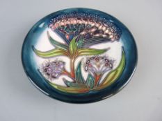 A BOXED MOORCROFT GYPSY PIN DISH, 11.5 cms diameter, impressed and written marks to the base,