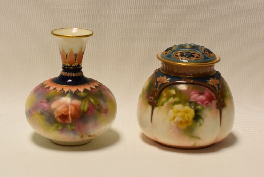 A SMALL HADLEY WORCESTER POT-POURRI & SIMILAR VASE