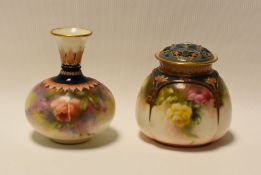 A SMALL HADLEY WORCESTER POT-POURRI & SIMILAR VASE