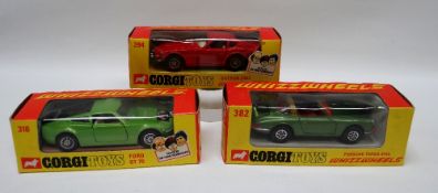 THREE BOXED CORGI WHIZZWHEELS, 382 Porsche Targe 911s, 394 Datsun 240z and 316 Ford GT70