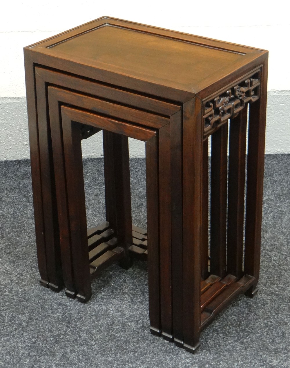 A CHINESE ROSEWOOD NEST OF FOUR COFFEE TABLES - Image 2 of 2