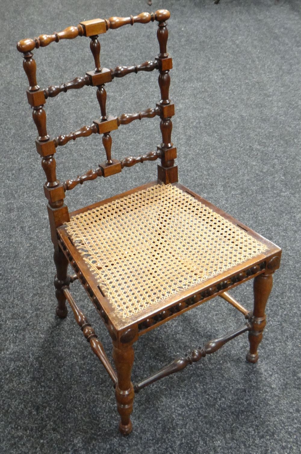 A RUSH SEATED TURNER-STYLE CHAIR and another rush seated chair - Image 2 of 2