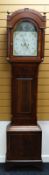 EARLY VICTORIAN MAHOGANY ENCASED EIGHT-DAY LONGCASE CLOCK the case with inlay and the painted dial