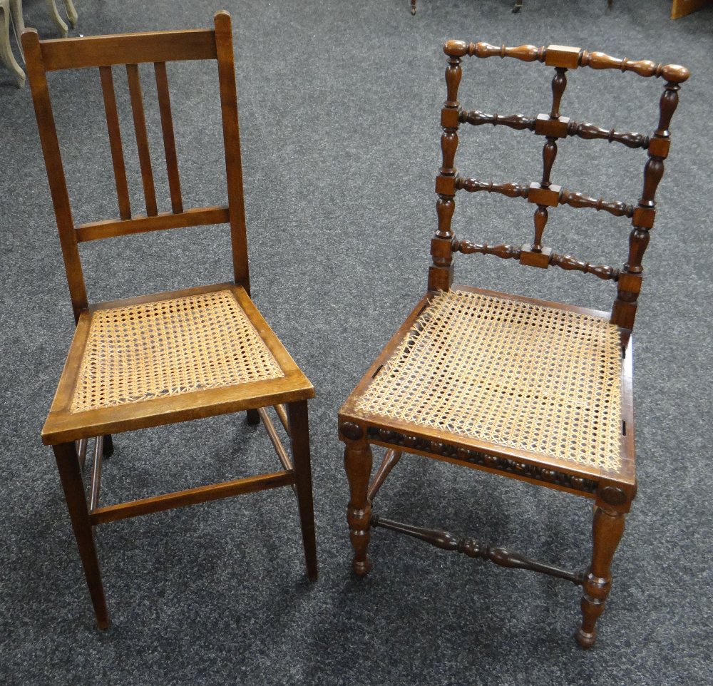 A RUSH SEATED TURNER-STYLE CHAIR and another rush seated chair