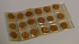 18 GOLD FULL SOVEREIGNS dated 1847, 1852, 1864, 1871, 1872 x 4, 1877, 1878 x 2, 1886, 1901, 1912 x