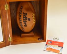 A RUGBY BALL SIGNED BY 1977 BRITISH LIONS, the ball being a laced Mitre Size 5 International of