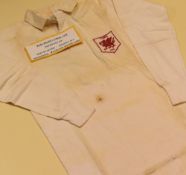 A WEST WALES 1974 RUGBY JERSEY MATCH WORN V TONGA BY MERVYN DAVIES bearing stitched No.8 to the