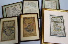 VARIOUS CARTOGRAPHERS good parcel of framed Welsh related antique maps including a coloured 'Road