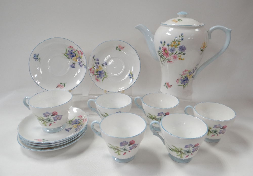 A THIRTEEN PIECE SHELLEY 'WILD FLOWERS' COFFEE SERVICE