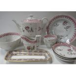 A PARCEL OF NEWHALL CHINA in matching pink trim and floral sprig decoration and including teapot,