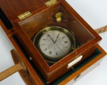 A THOMAS MERCER LTD NAUTICAL TWO DAY CHRONOMETER No.9229 bearing Roman numerals to the silvered dial