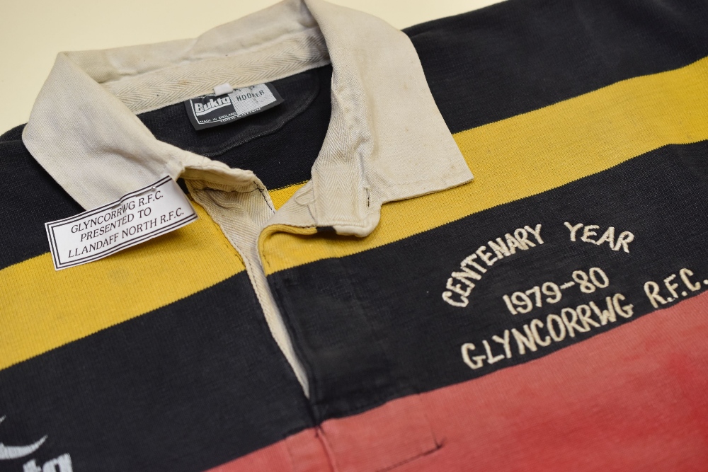 A GLYNCORRWG CENTENARY YEAR EDITION RUGBY JERSEY 1979-1980 with stitched commemoration, bearing - Image 2 of 2