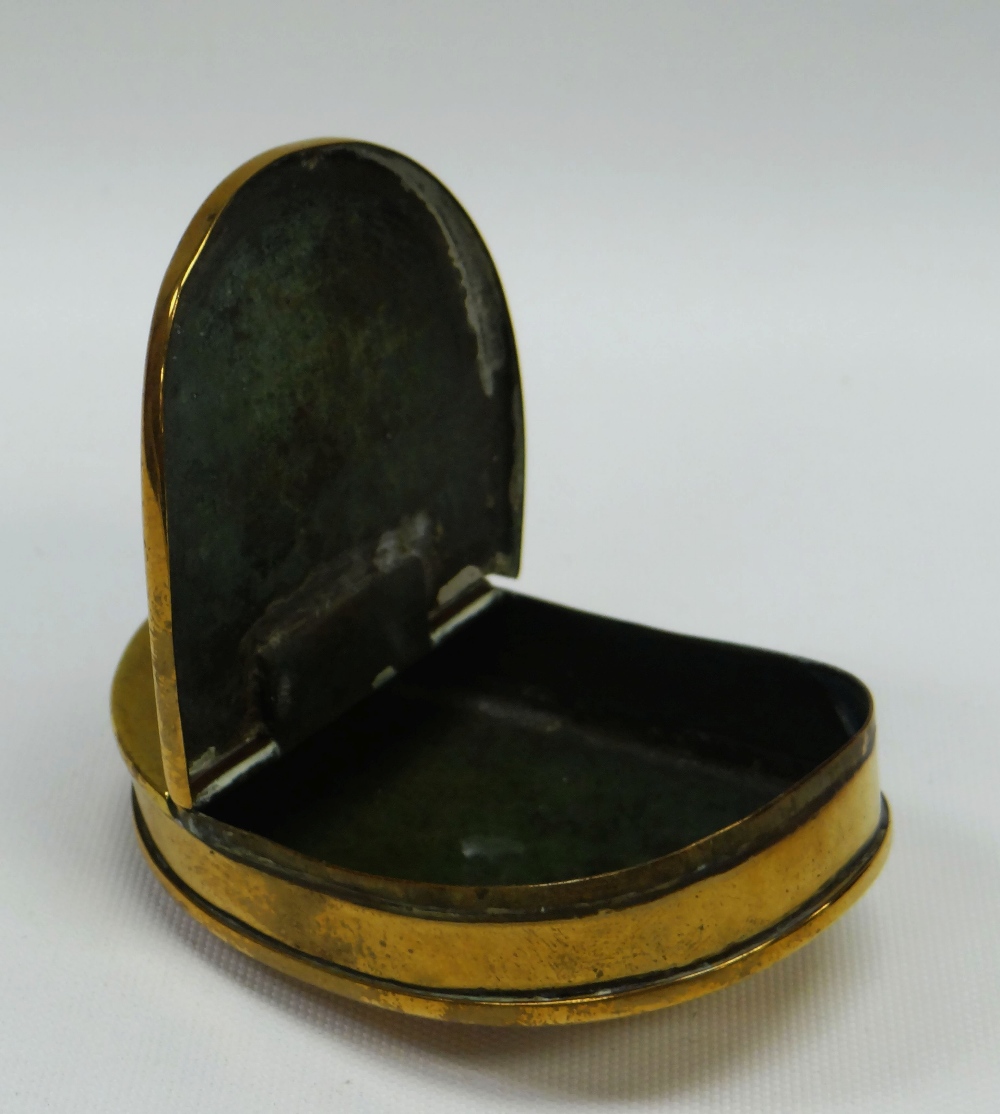 A CURVED BRASS TOBACCO BOX with hinged lid and inscribed 'A PRYSE VAUGHAN PLAS NEWYDD, BIRCHGROVE, - Image 3 of 3