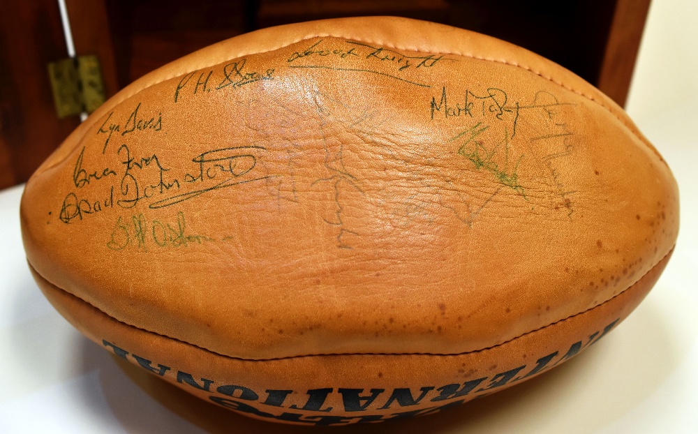A RUGBY BALL SIGNED BY 1977 BRITISH LIONS, the ball being a laced Mitre Size 5 International of - Image 3 of 4