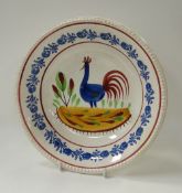 A LLANELLY POTTERY COCKEREL BOWL in the typical fashion sometimes decorated by Sarah Roberts (