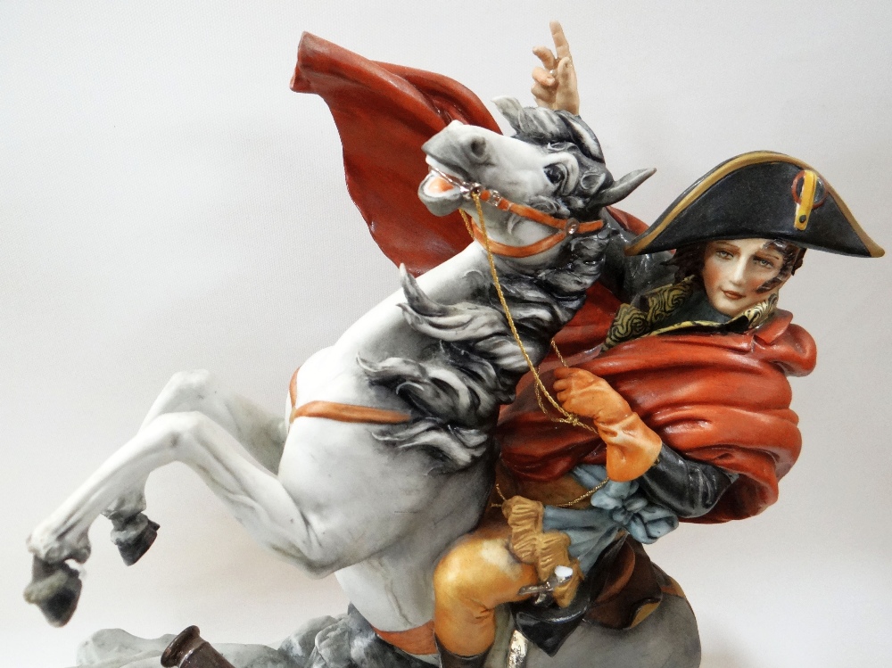 A CAPODIMONTE SCULPTURE 'NAPOLEON CROSSING THE ALPS' composed of the figure riding a bucking horse - Image 2 of 2