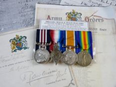 MILITARY MEDAL AND 1914-15 STAR TRIO fully marked to R-13533 Pte. George W. Wheeler, 2nd K.R.R.C.,