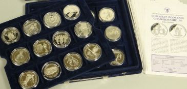 TWENTY FOUR ROYAL MINT SILVER MEDALLIONS COMMEMORATING 'EUROPEAN FOOTBALL CHAMPIONSHIP '96' cased