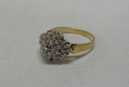 A DIAMOND CLUSTER & 14K RING, 4.3gms