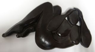 BRONZE SCULPTURE OF A RECLINING FIGURE limited edition (1/30) entitled verso 'Dare I',