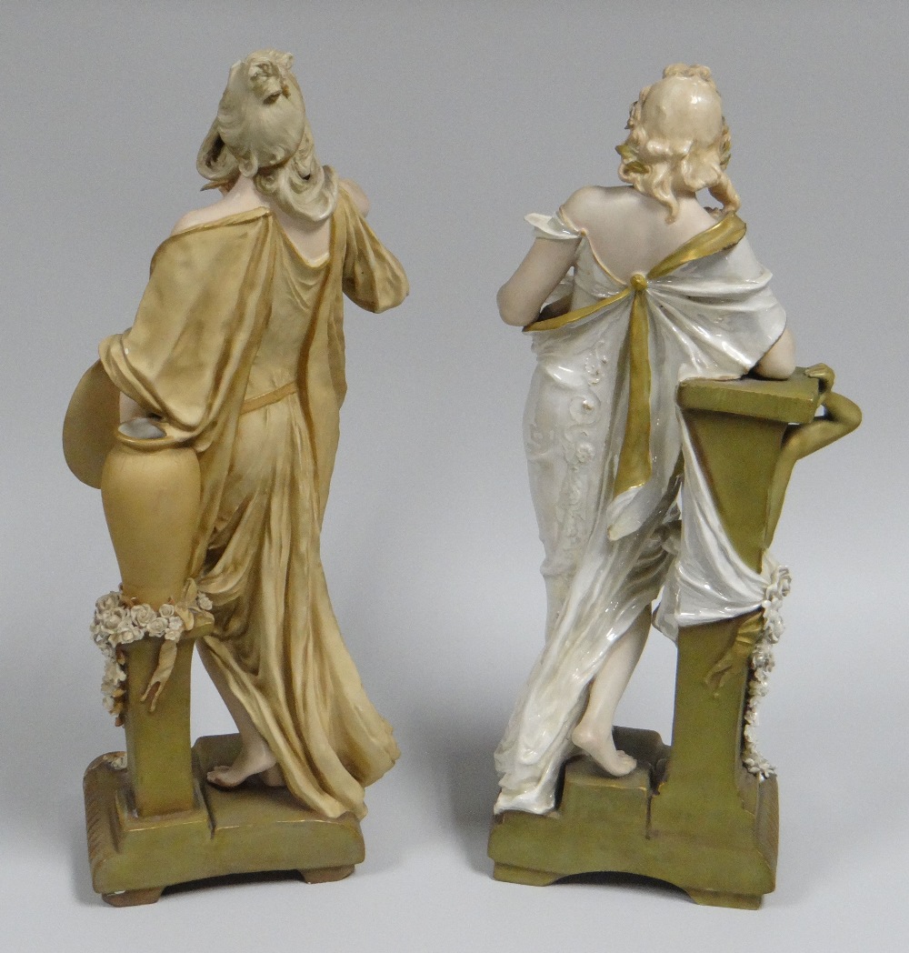 A PAIR OF ERNST WAHLISS TURN WIEN CERAMIC ART NOUVEAU FIGURES in the Classical style, one a standing - Image 2 of 2