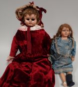 TWO CLOTHED VICTORIAN DOLLS (distressed)