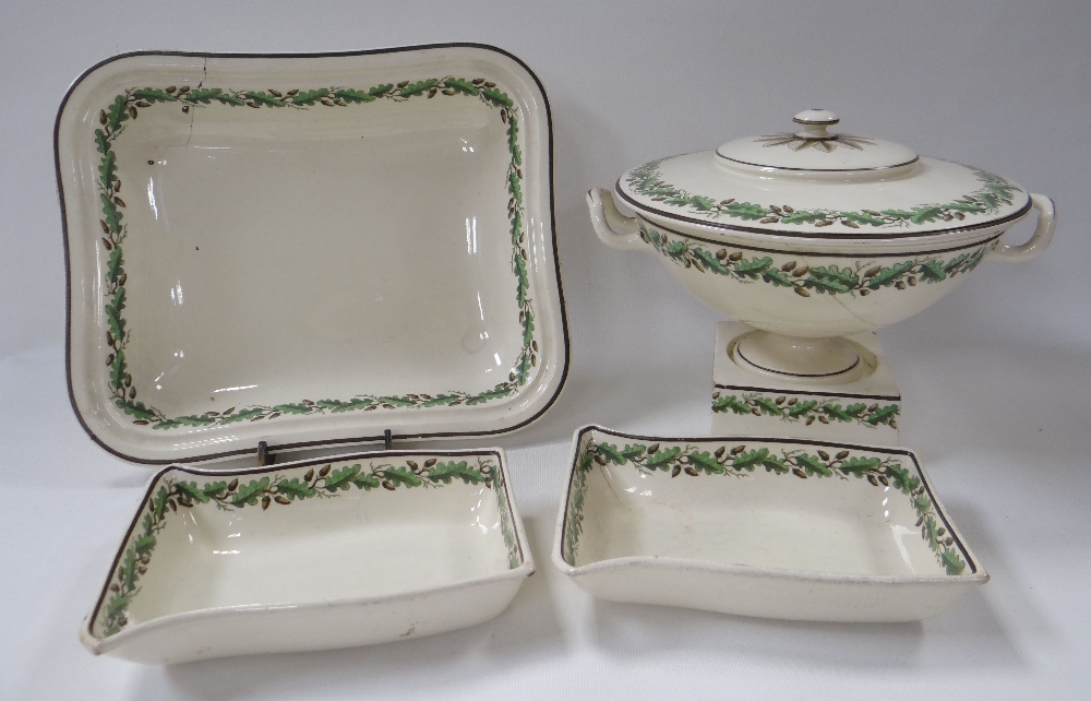 A WEDGWOOD CREAMWARE PART TABLE SERVICE decorated with oak laurels (some damage)