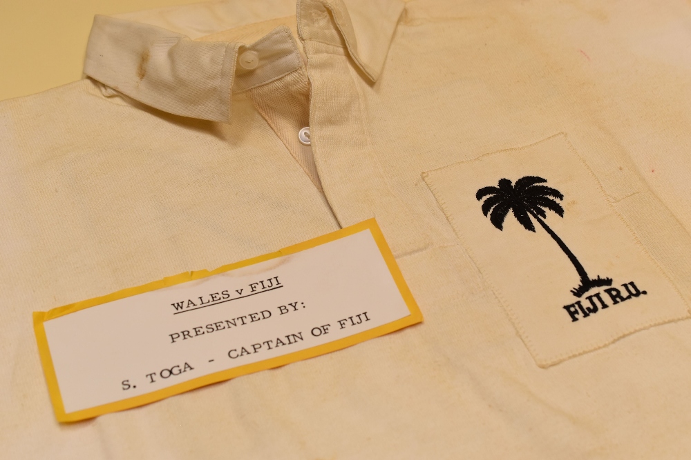 A FIJI INTERNATIONAL RUGBY UNION SQUAD JERSEY, bearing crest to panel and stitched No.24, 'Presented - Image 2 of 3