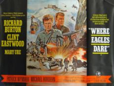 'WHERE EAGLES DARE' (1969) starring Clint Eastwood & Richard Burton, Original British Quad poster,
