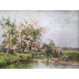 Heinisch Karl Adam. Neustadt/Schlesien 1847-1923 München.Bayerische Landschaft im Frühling mit