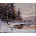 Klatt Hans, 1876-1936."Winterlandschaft". Links unten sign.: "Hans Klatt.M.". Verso beschriftet