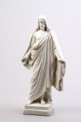 Christus.Nach 1900. Gipsfigur auf gestuften, quadratischen Sockel. Sign. "SW". H: 53 cm. Min.