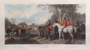 Nach Herring John Frederick Sen. 1795-1865."Fox-Hunting, Plate 1. The Meet". Kolorierter Druck.