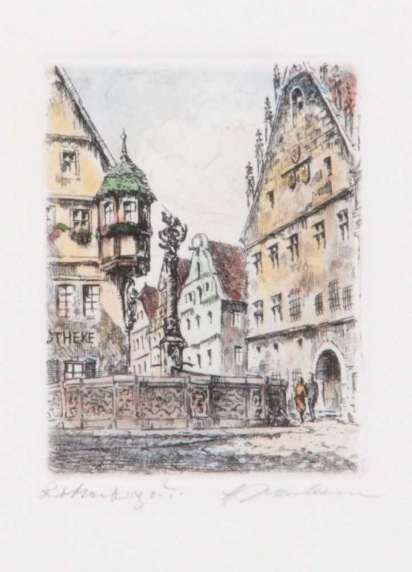 Konvolut Ortsgrafiken.Kupferstiche, koloriert. Fünf versch. Ansichten der Eremitage in Bayreuth, des - Bild 5 aus 5
