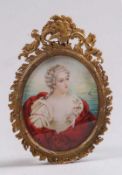 Miniatur.Frankreich, 19. Jh. Gouache auf Elfenbein. Portrait einer Dame. Seitl. sign: "Petit".