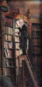 O. de Grandi, 20. Jh."Der Bibliothekar" nach einem Gemälde von Carl Spitzweg. Links unten Sign. "